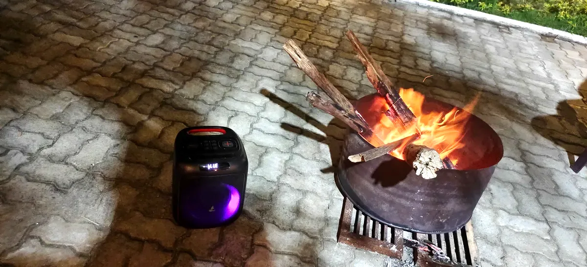 La Mithila Resort Pondicherry - bonfire with party speaker