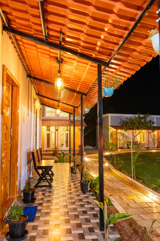 La Mithila Resort Pondicherry - property lit up beautifully at night